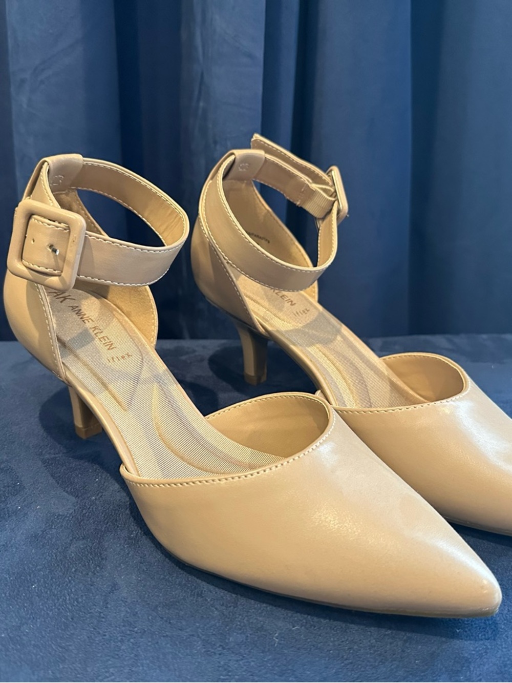 Anne Klein iFlex comfort, Nude Pointed-Toe Ankle Strap Heels